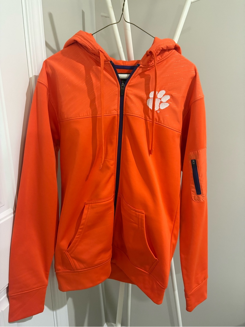 Champion Clemson Orange Hooded Zip-Up Jacket with Paw Accent